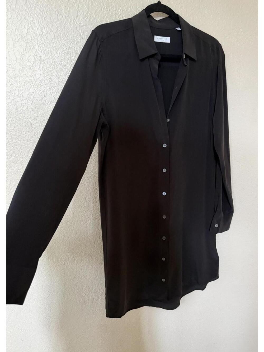 New Equipment Essential Silk Shirt Dress In Black Size M $325 - Picture 7 of 12
